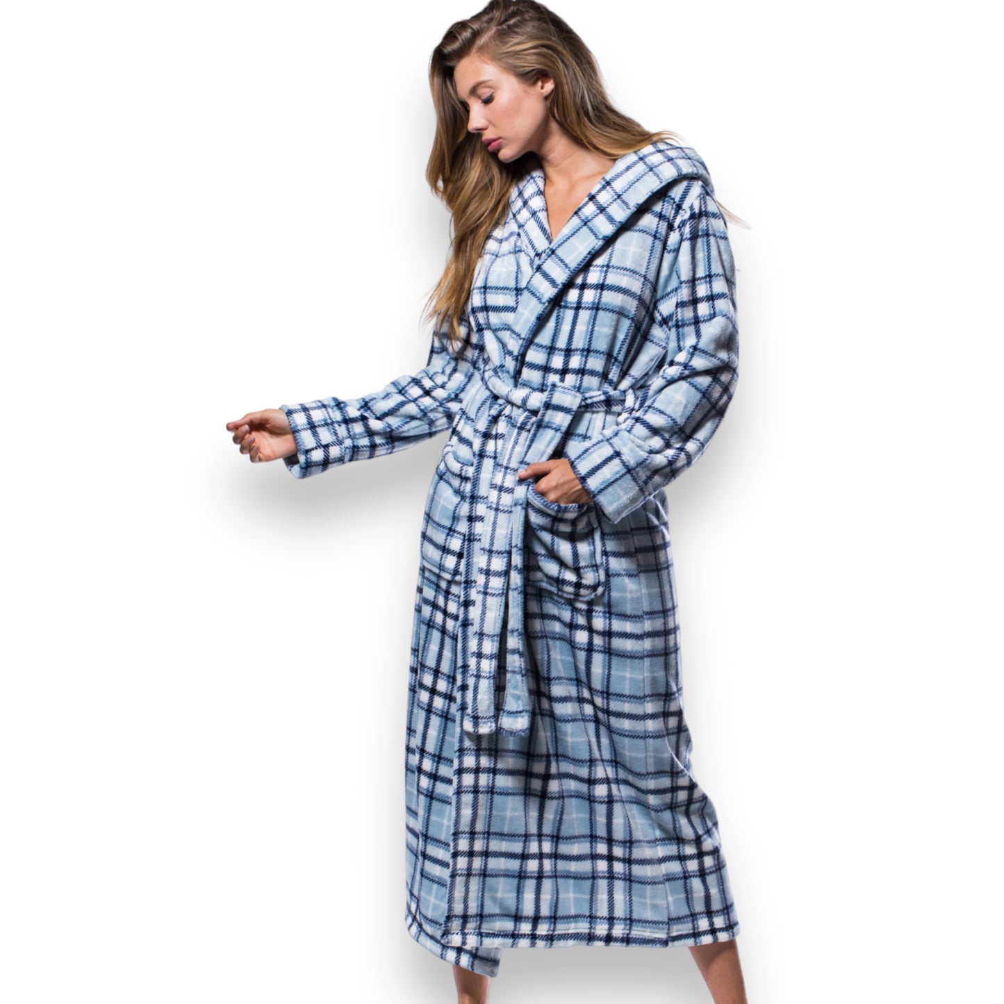 Hooded Plush Bathrobe for Women