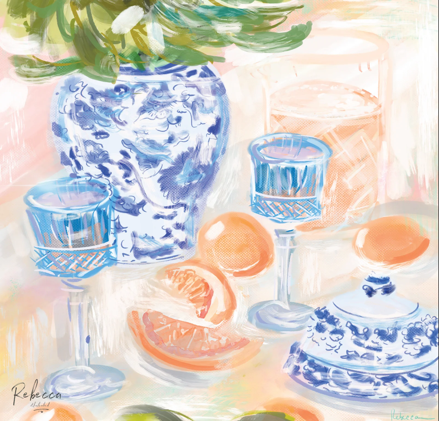 Chinoiserie & Citrus Mahjong Mat | Game Mat