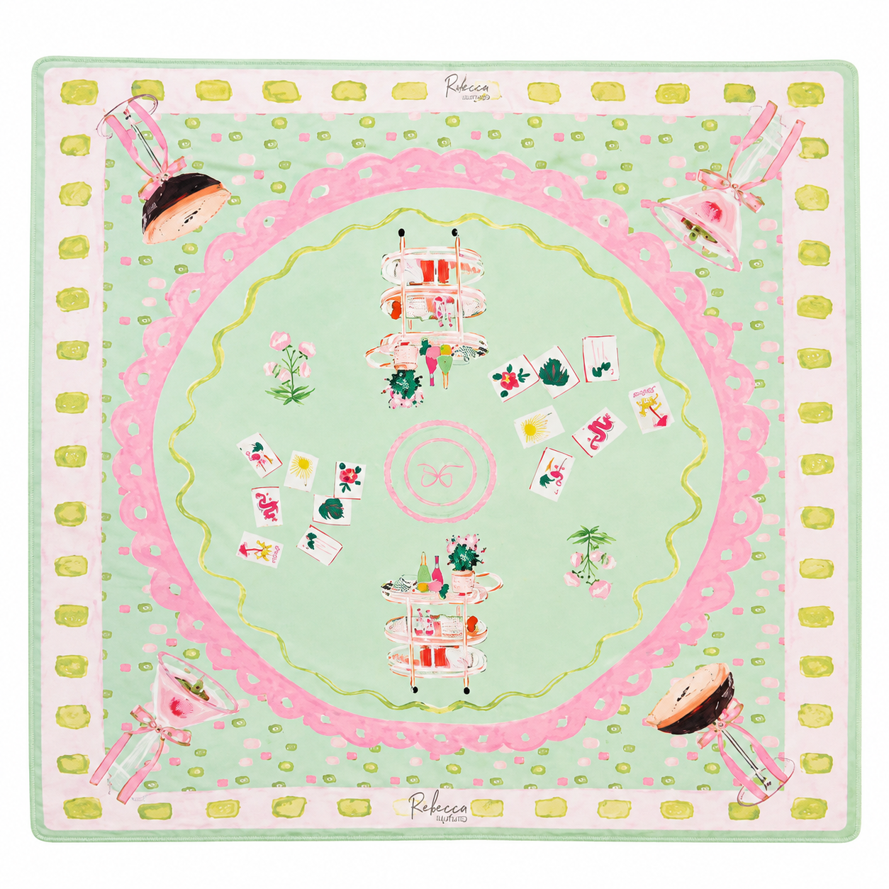 Girly Bar Cart Mahjong Mat | Cocktail