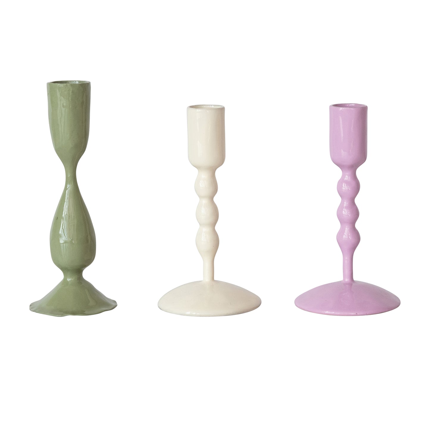Hazel Mazel Enameled Candlesticks, Medium