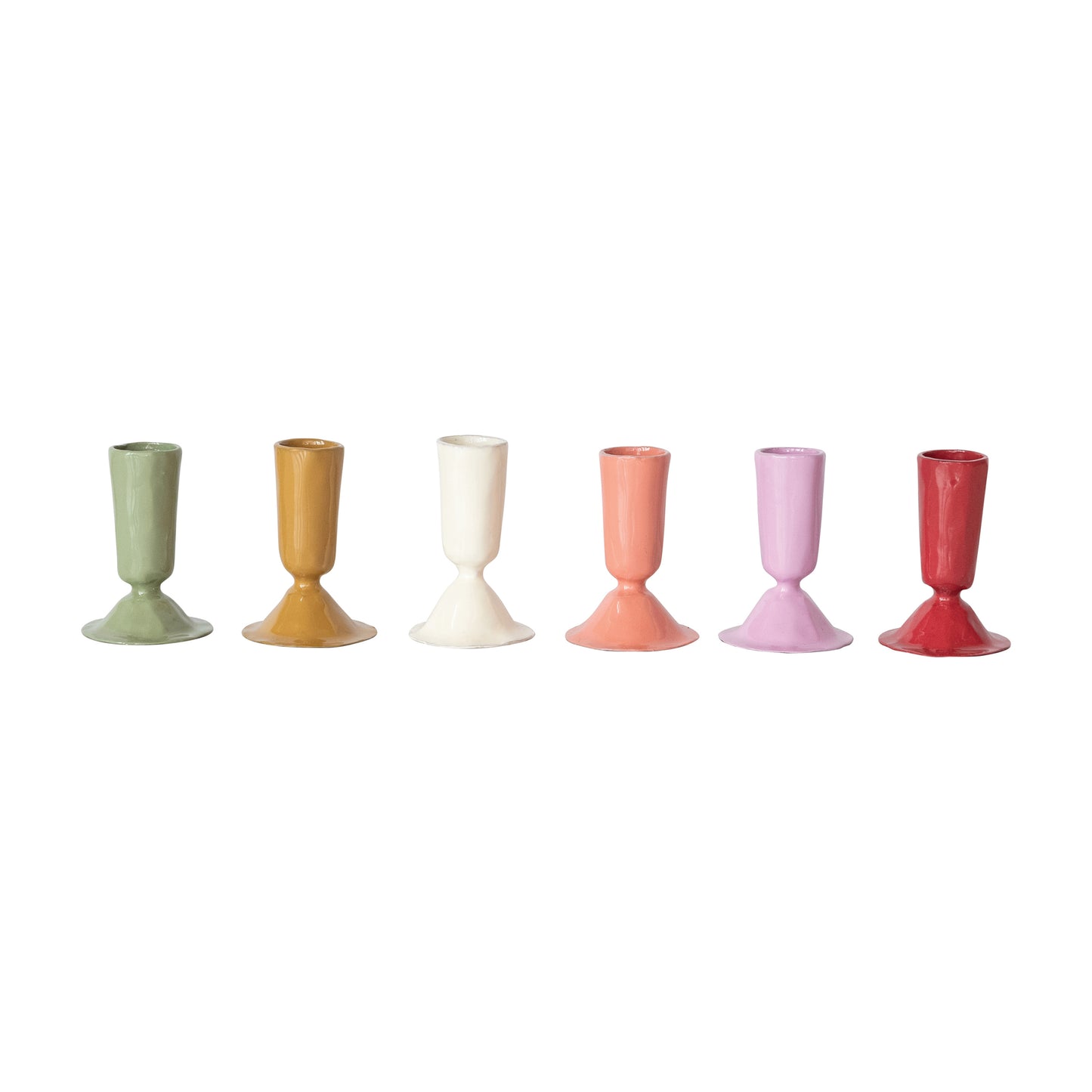 Hazel Mazel Enameled Candlesticks, Small
