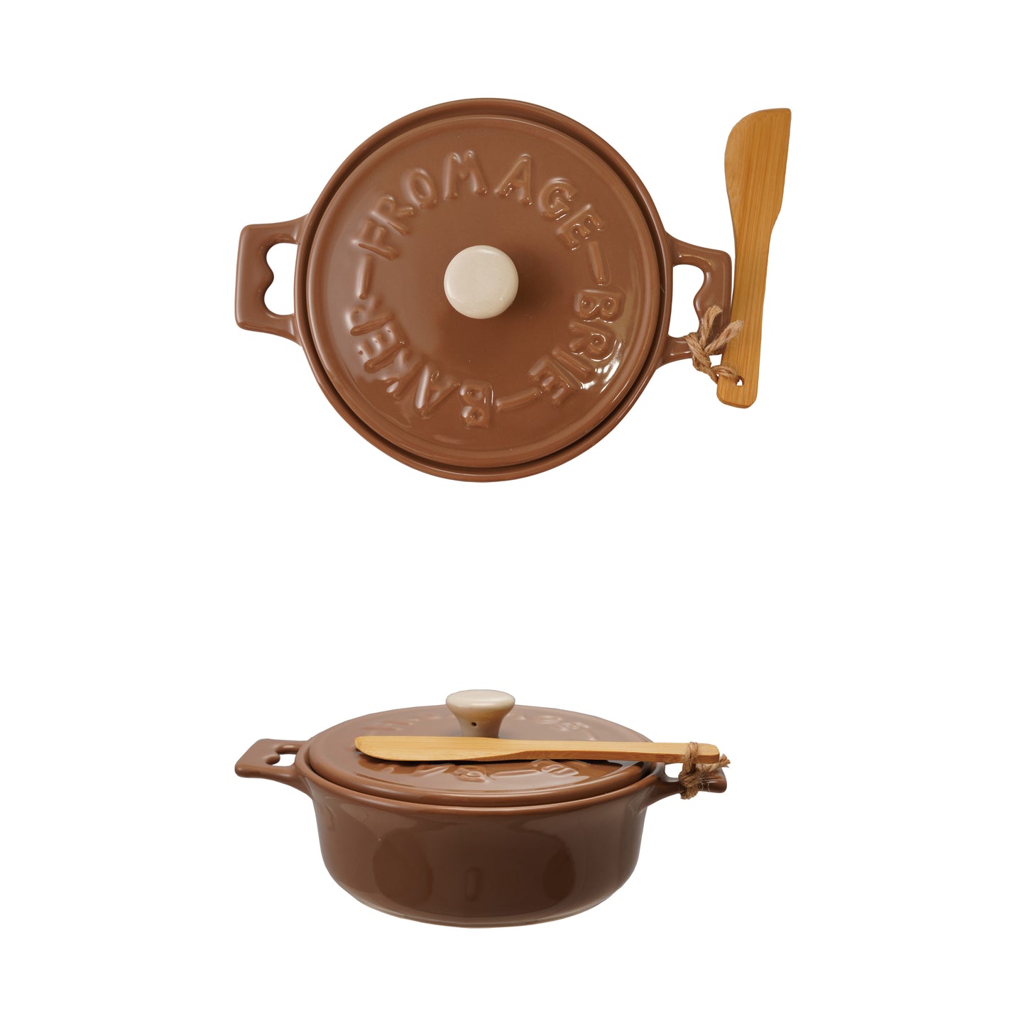 Hazel Mazel Stoneware Brie Baker, Large, Set of 2