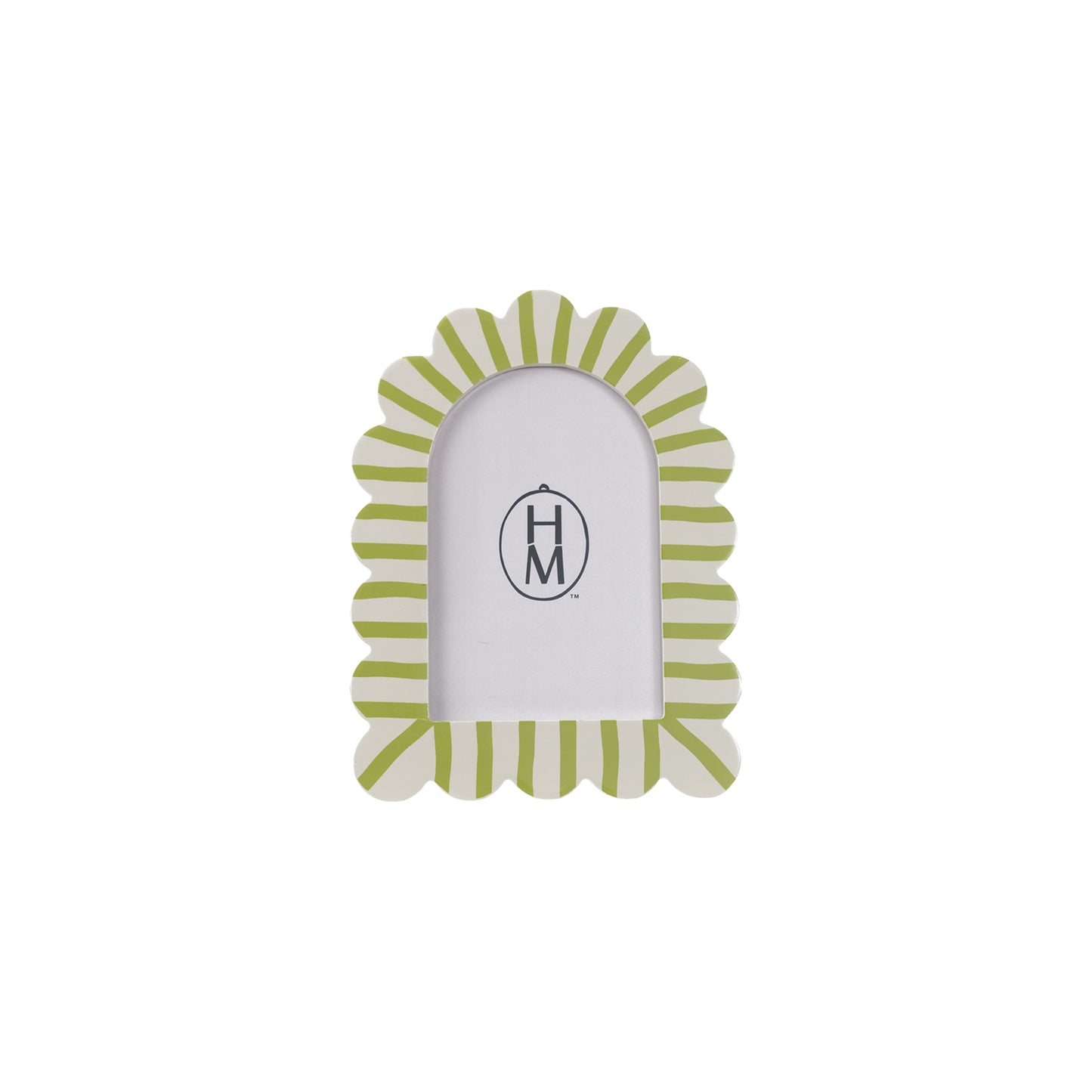 Hazel Mazel Striped Scalloped Frame - Cream & Green