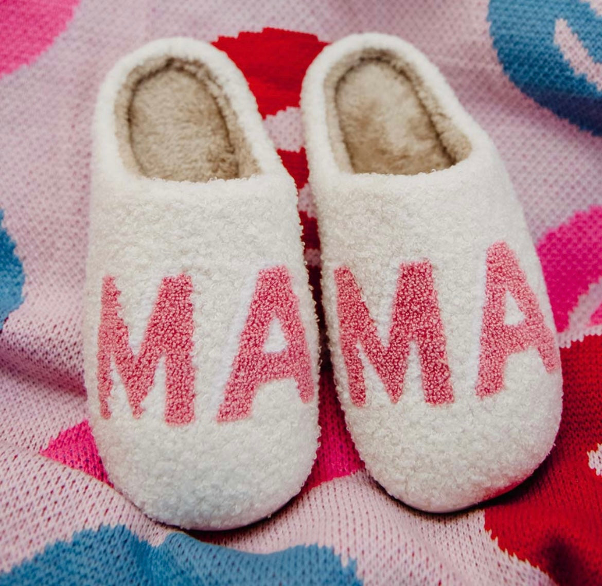 The 'MAMA' Plush Pink Slipper