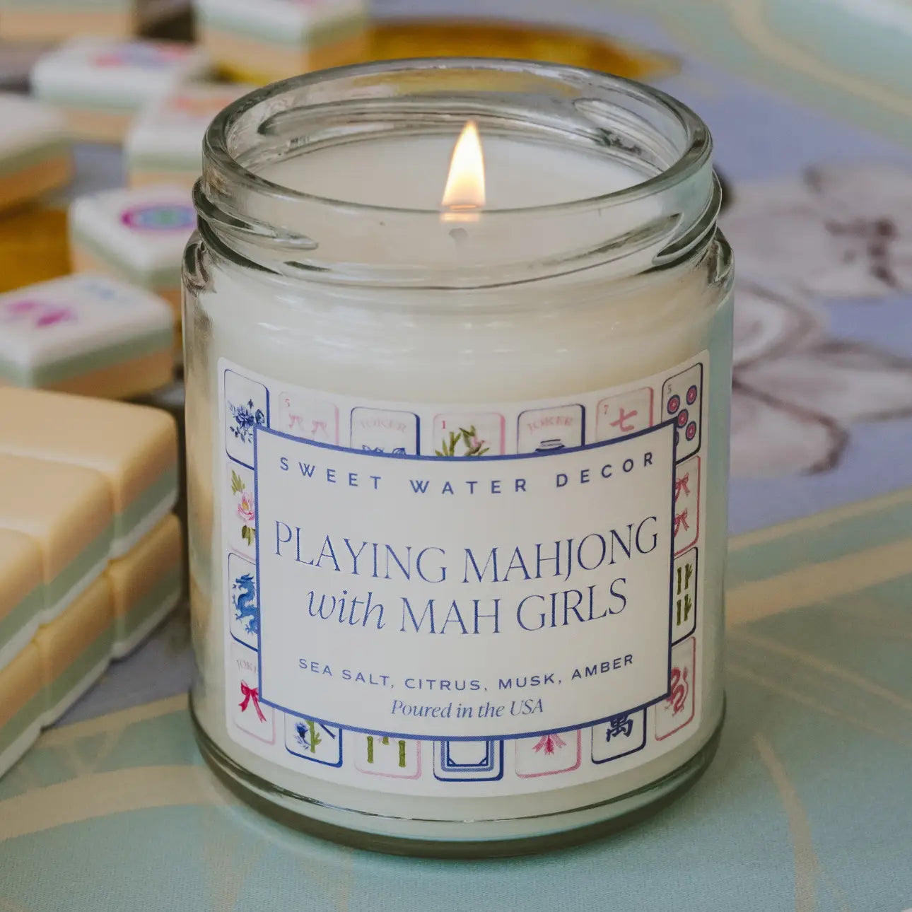Playing Mahjong with Mah Girls Candle - Sea Salt & Citrus
