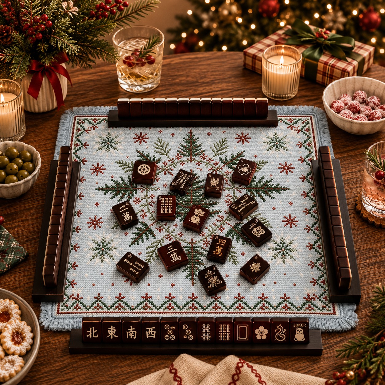 The Winterwood Mahjong Mat with Fringe