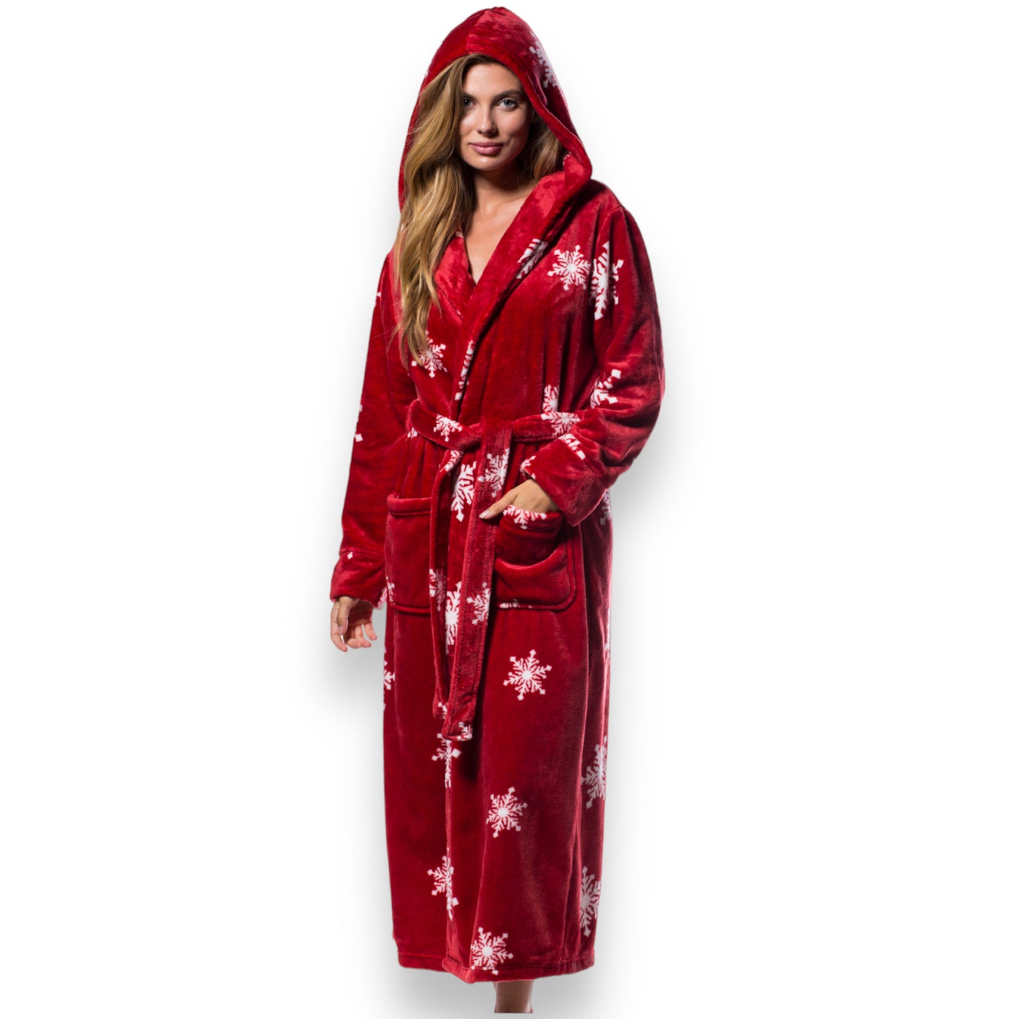 Hooded Plush Bathrobe for Women