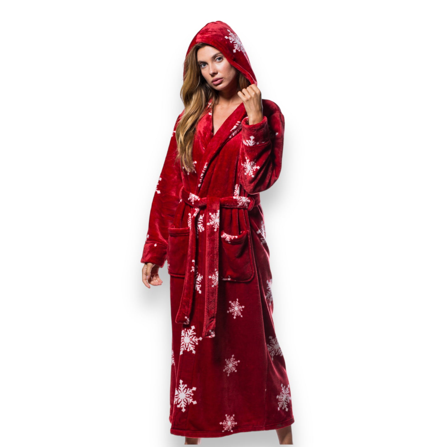 Hooded Plush Bathrobe for Women