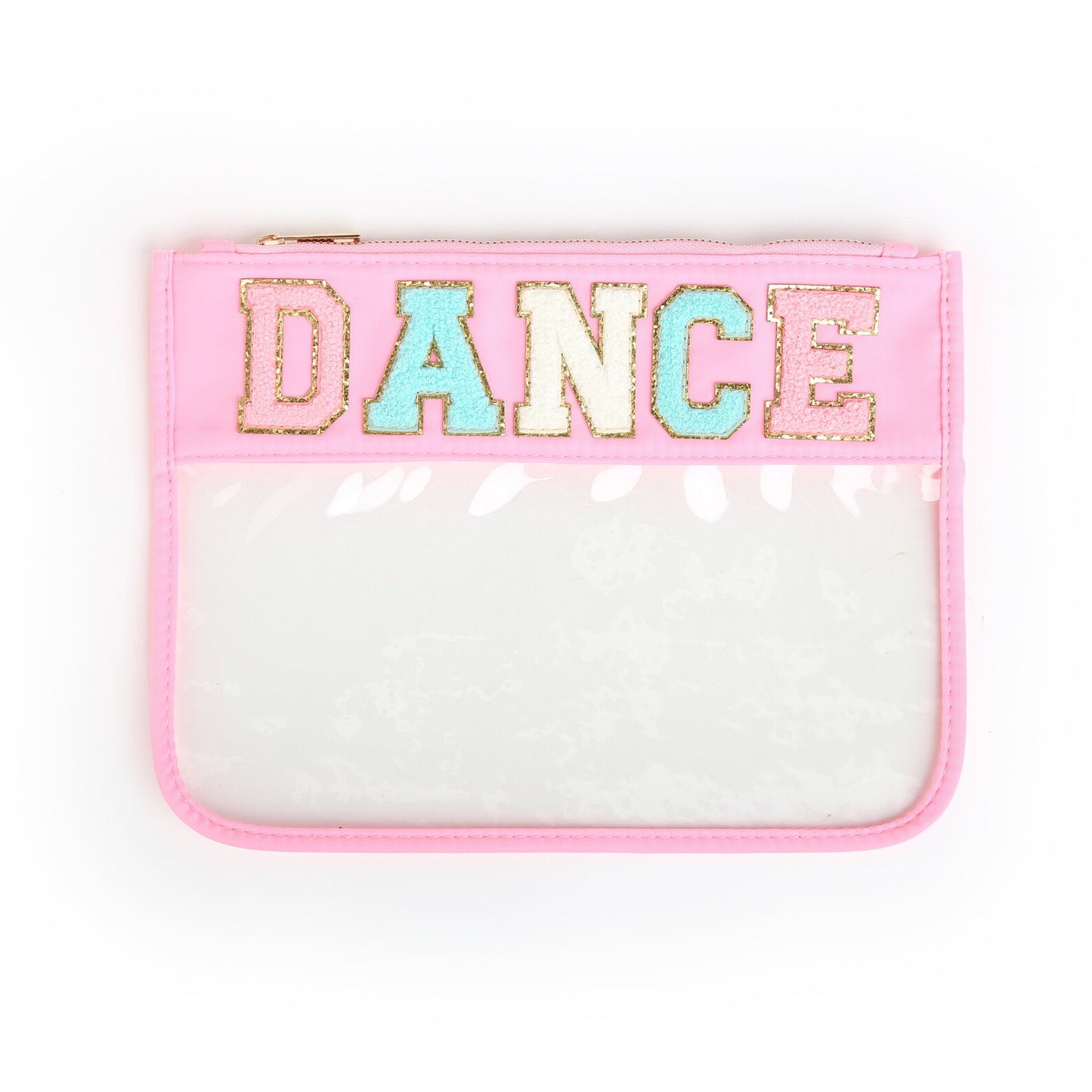 Customized Letter Patch Clear Zippered Pouch Bag