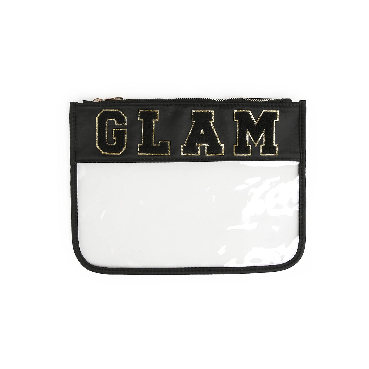 Customized Letter Patch Clear Zippered Pouch Bag