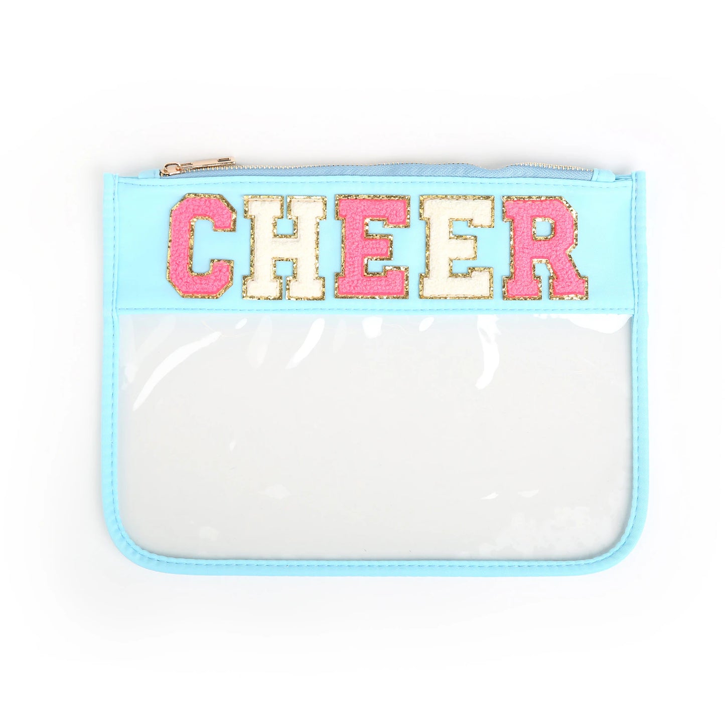 Customized Letter Patch Clear Zippered Pouch Bag