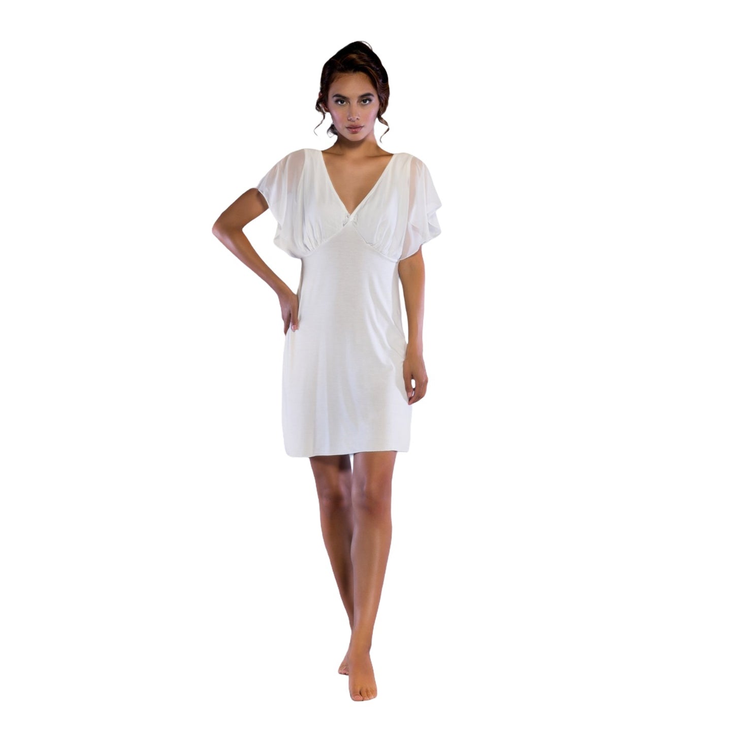 Cotton Knit and Chiffon Nightgown