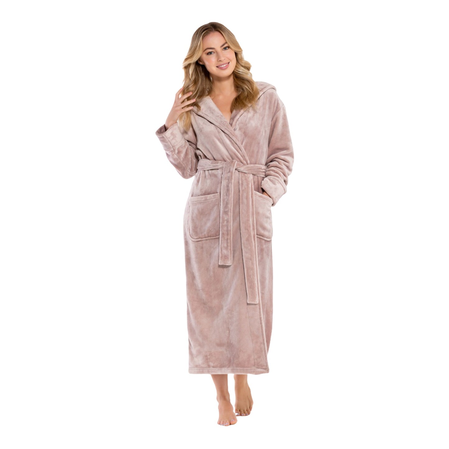 Hooded Plush Bathrobe for Women