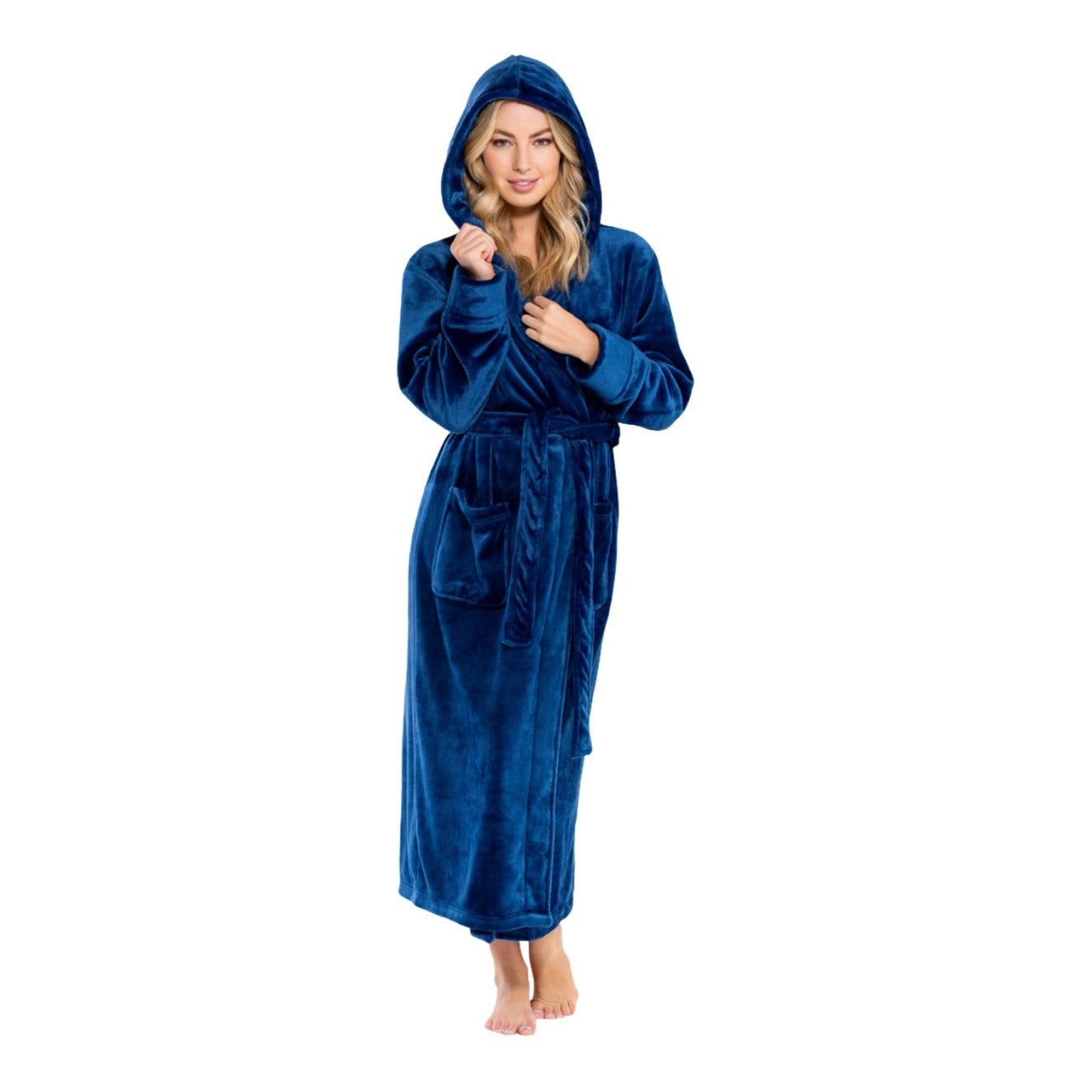 Hooded Plush Bathrobe for Women