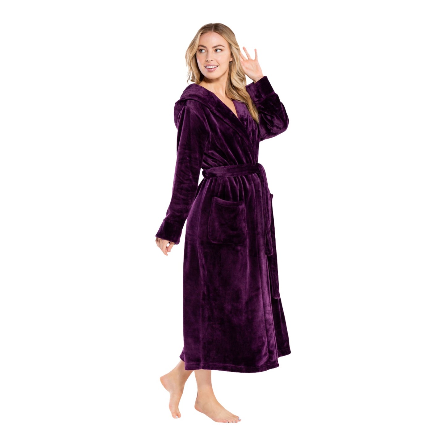 Hooded Plush Bathrobe for Women