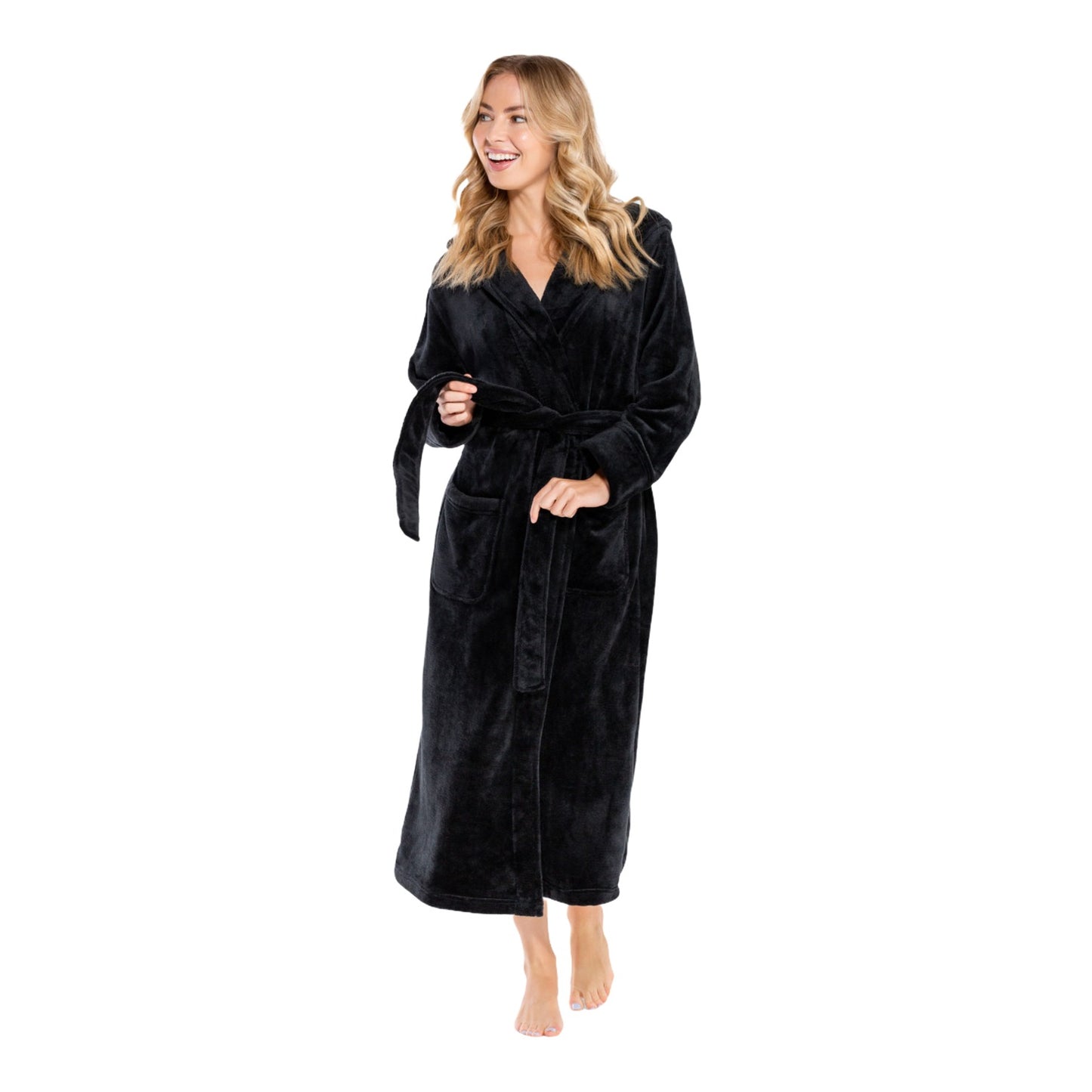 Hooded Plush Bathrobe for Women