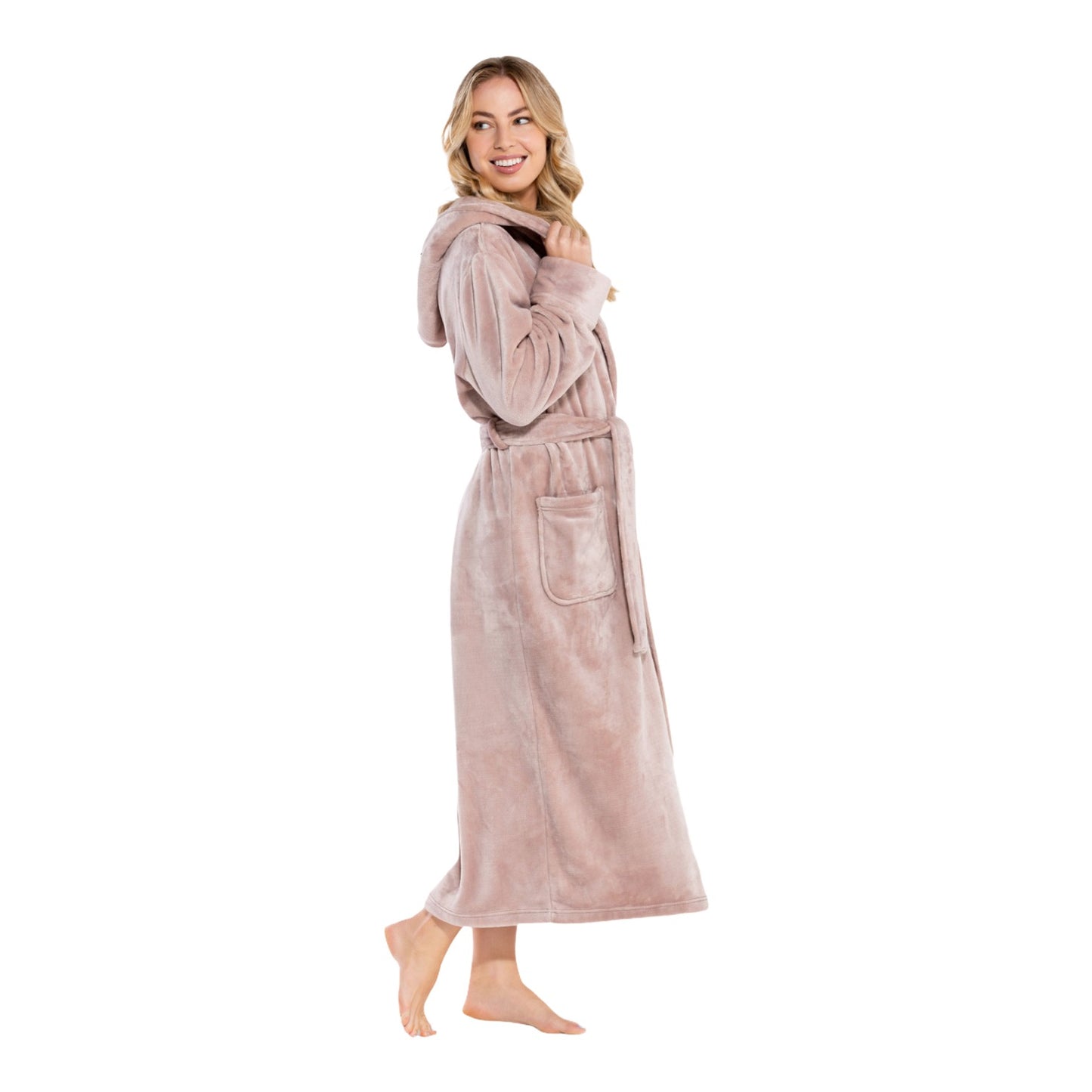 Hooded Plush Bathrobe for Women