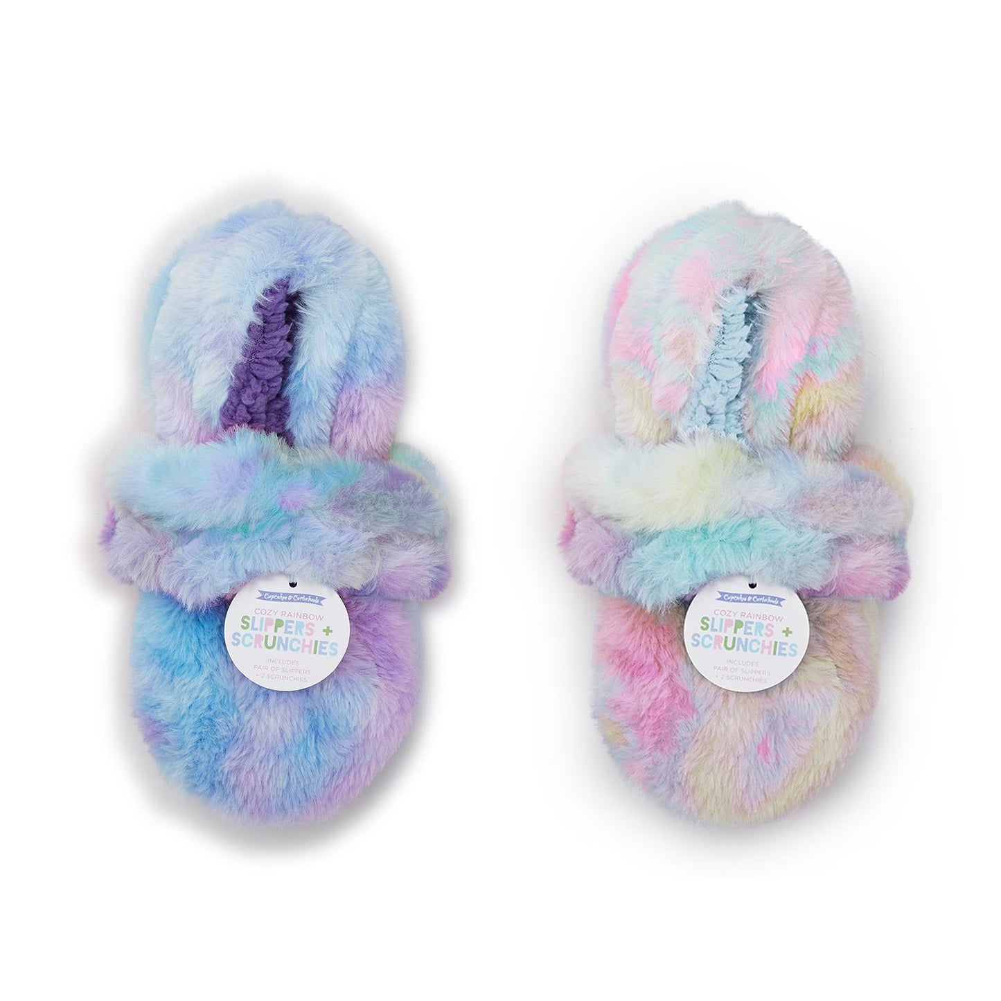 The Fuzzy Slipper and Scrunchie Set for Kids - Tie Dye