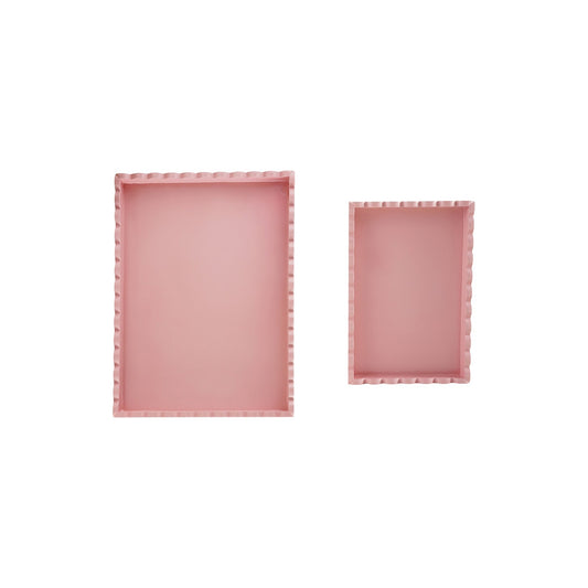 Hazel Mazel Wood Scalloped Trays ~ Set of 2