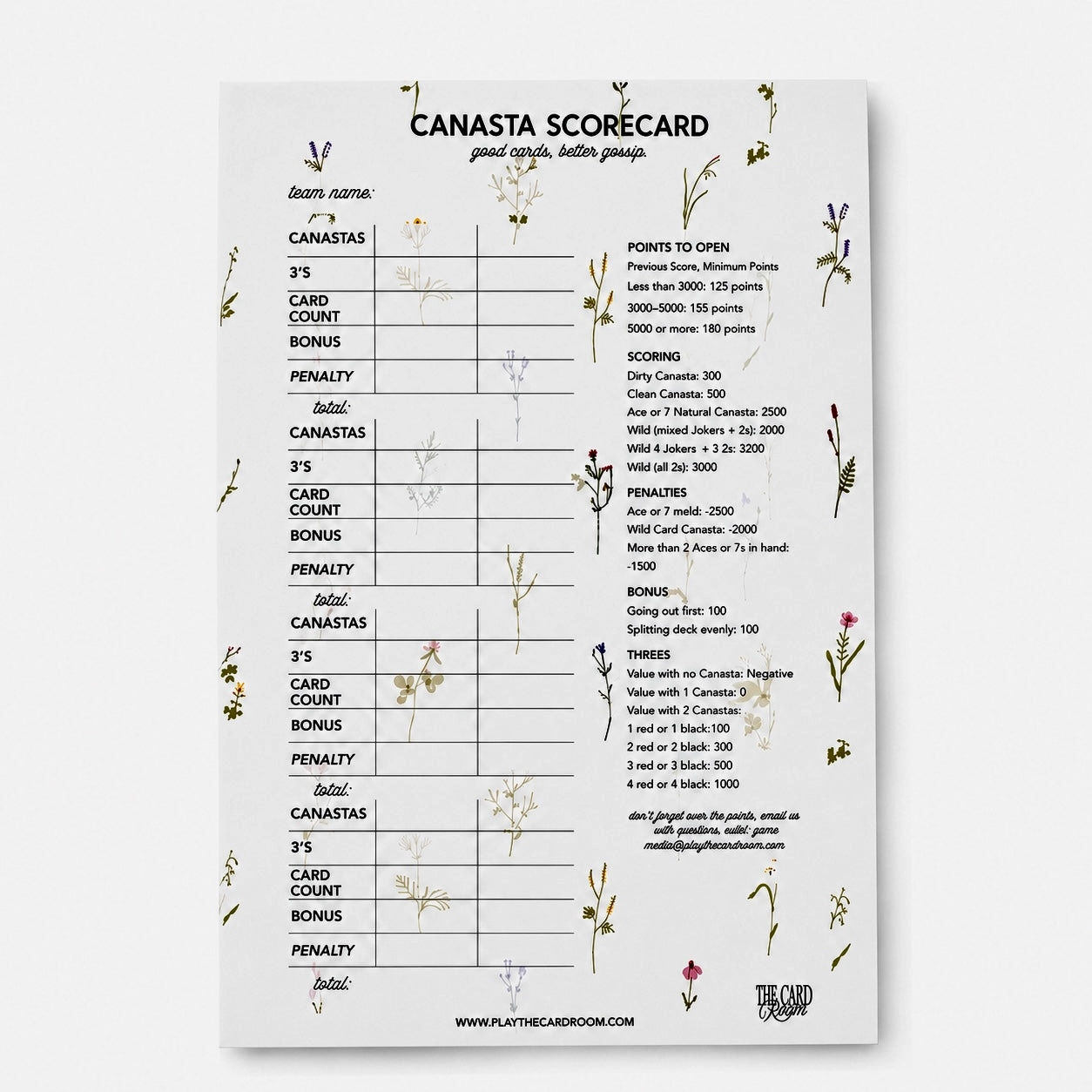 Garden Floral Canasta Cards