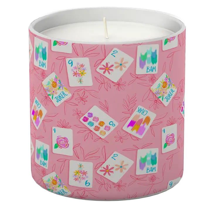 Mahjong Candle - Pink Mahjong Candle with Tile Design