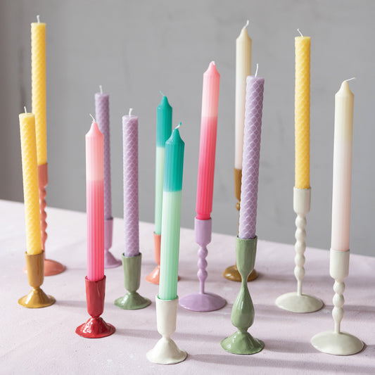 Hazel Mazel Enameled Candlesticks, Medium