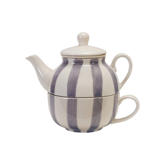 Hazel Mazel Stoneware Striped Teacup, Set of 2