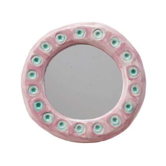 Hazel Mazel Small Stoneware Mirror, 5-3/4"