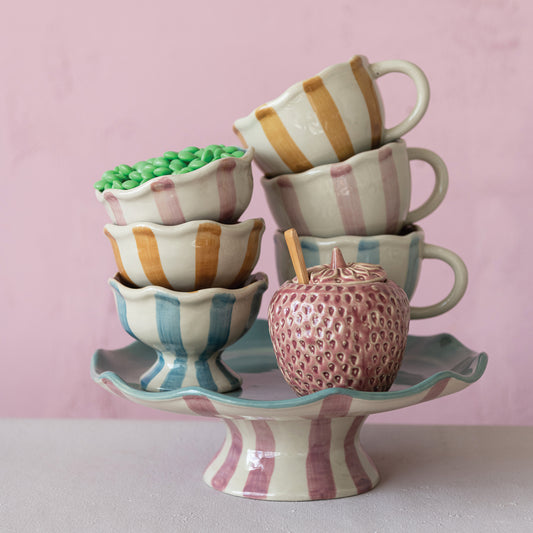 Hazel Mazel Stoneware 3" Footed Bowls, Set of 3