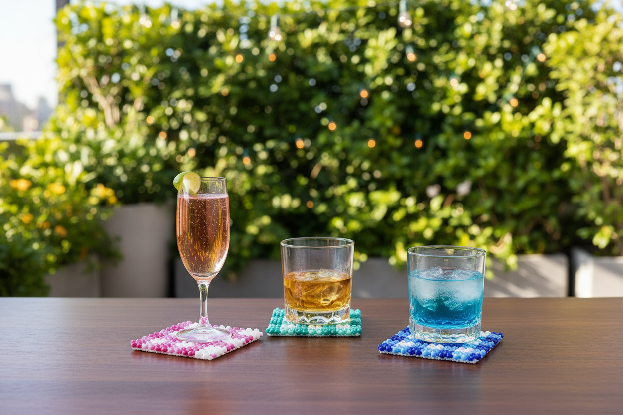 Hazel Mazel Acrylic Beaded Coasters, Set of 4