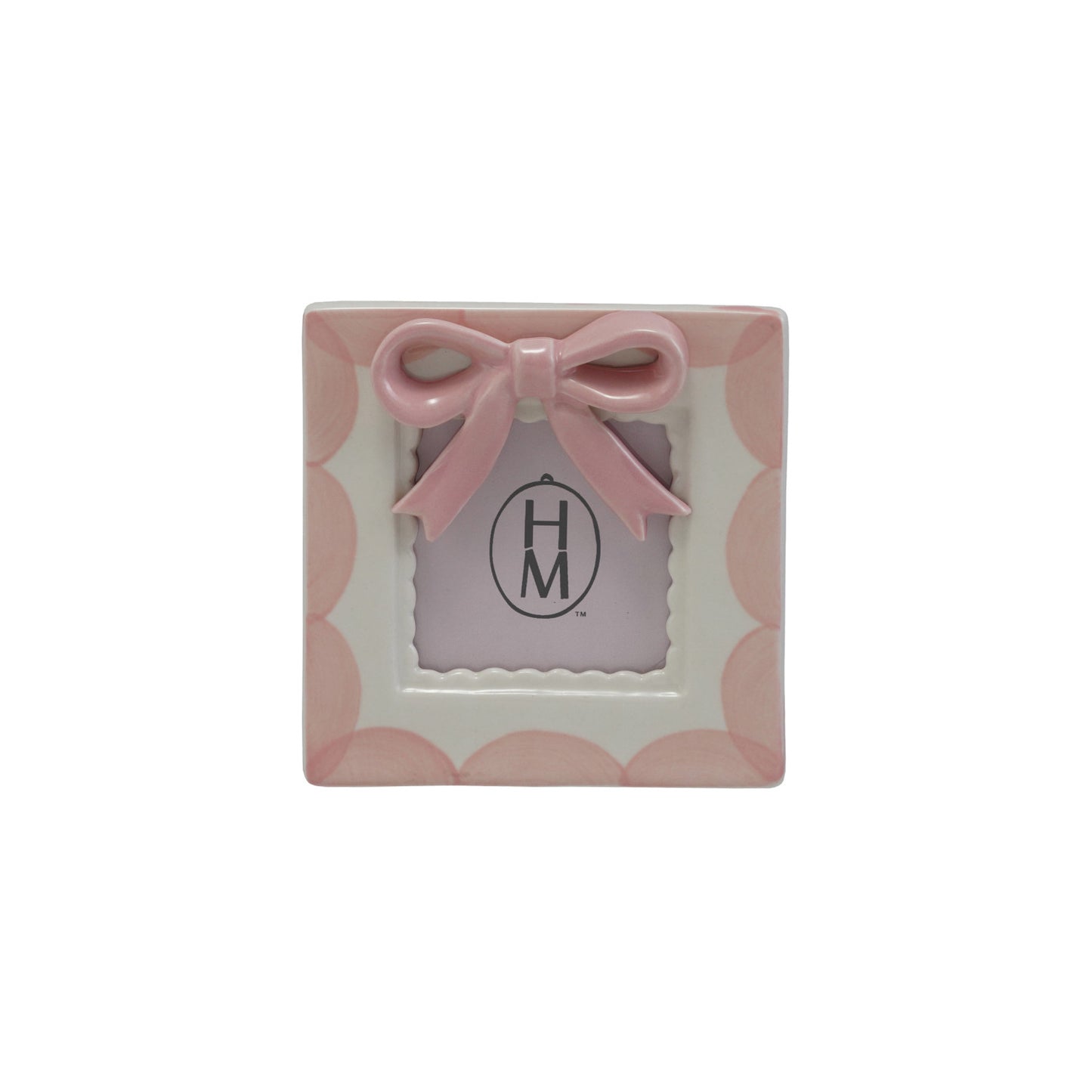 Hazel Mazel Stoneware Frame - 3D Pink + White Bow