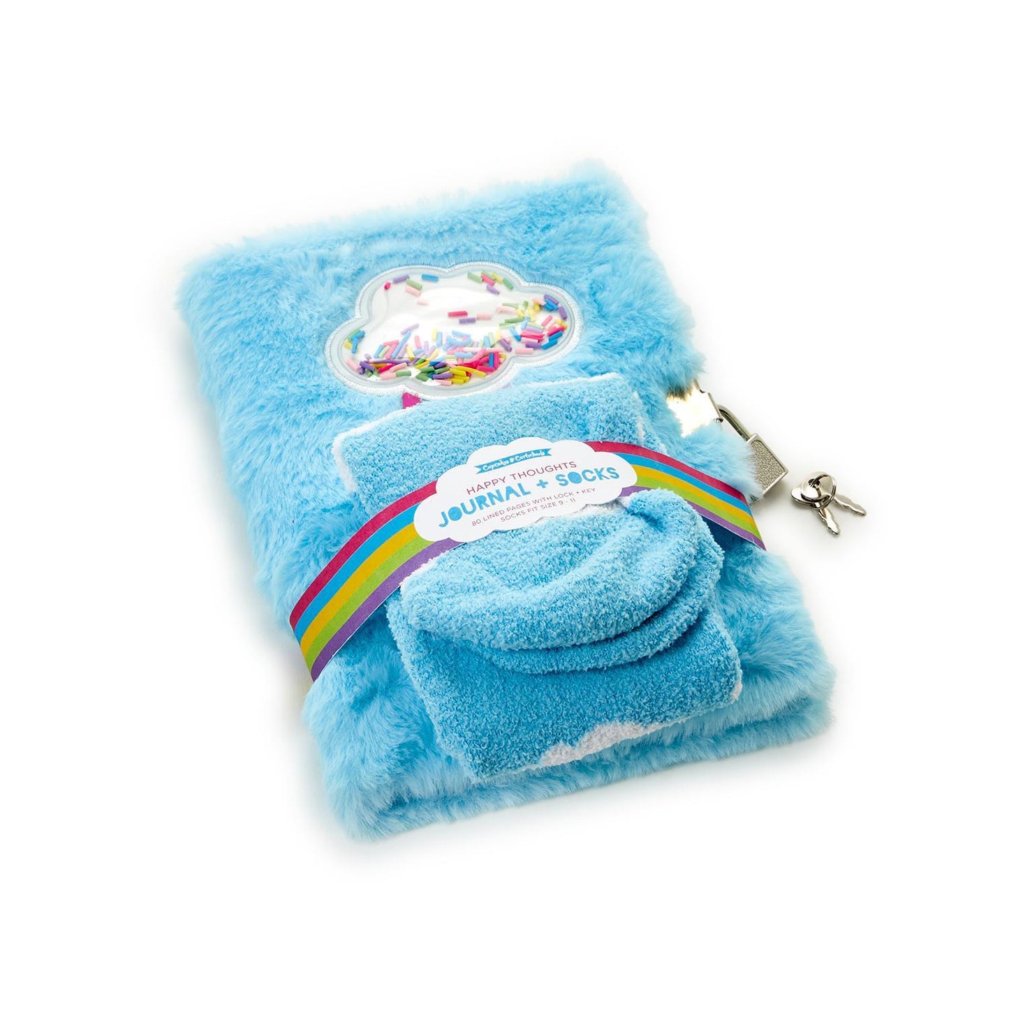 Happy Thoughts Journal with Lock and Socks Gift Set