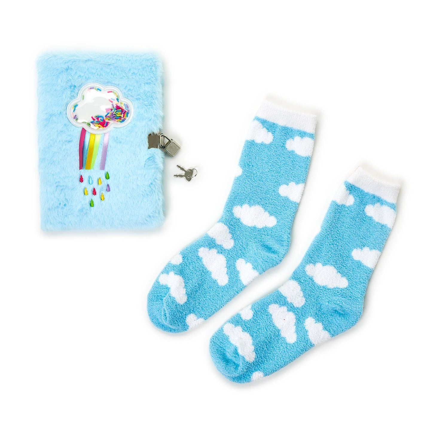 Happy Thoughts Journal with Lock and Socks Gift Set