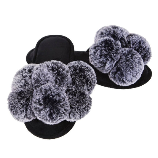 The Pompom Open Toe Plush Slipper