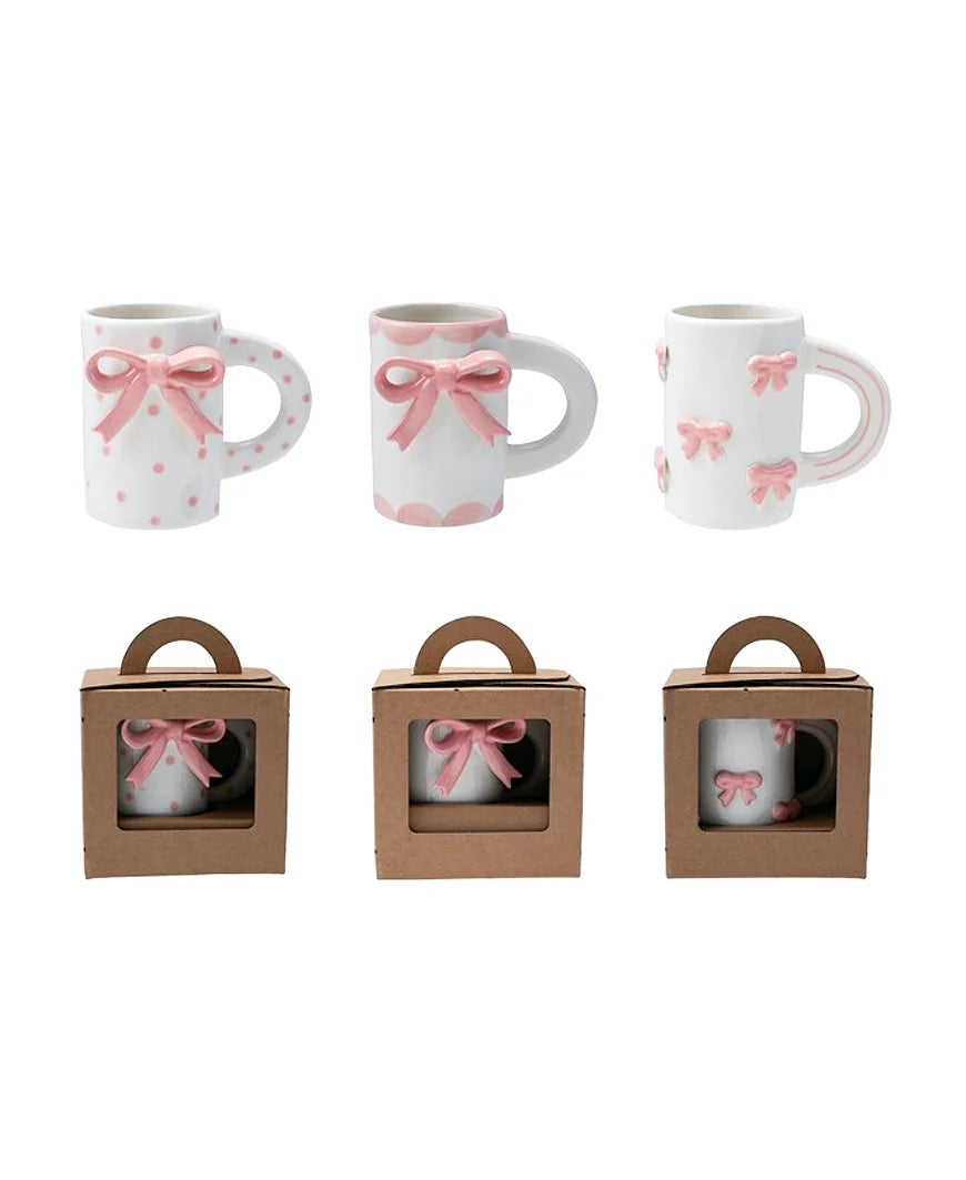 Stoneware Mug with 3D Bow Design