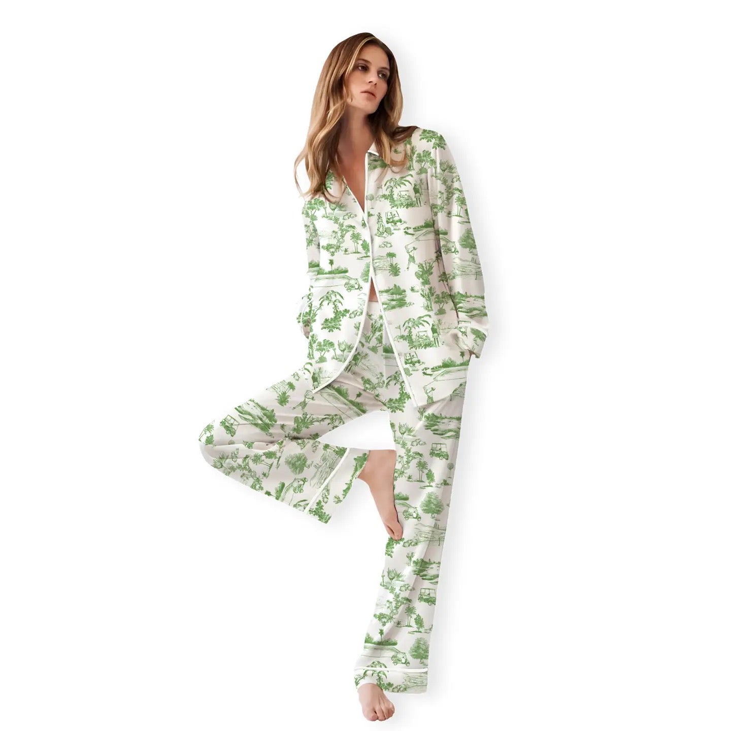 Mahjong Pajama Set - Golf Toile