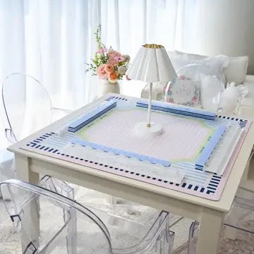 Cabana Stripe mahjong mat — machine-washable microfiber