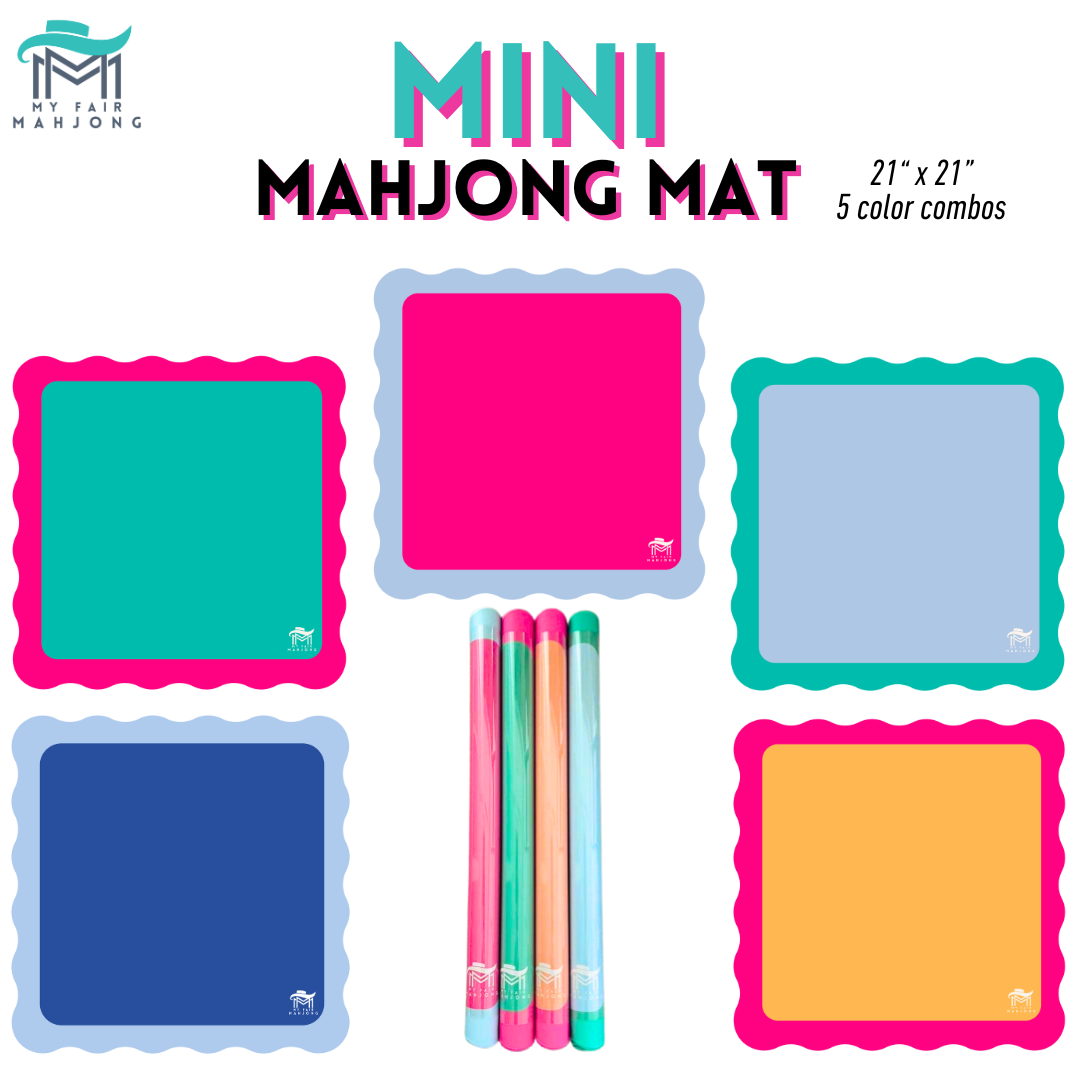 Color Wave scalloped mahjong mats in five bright color combinations