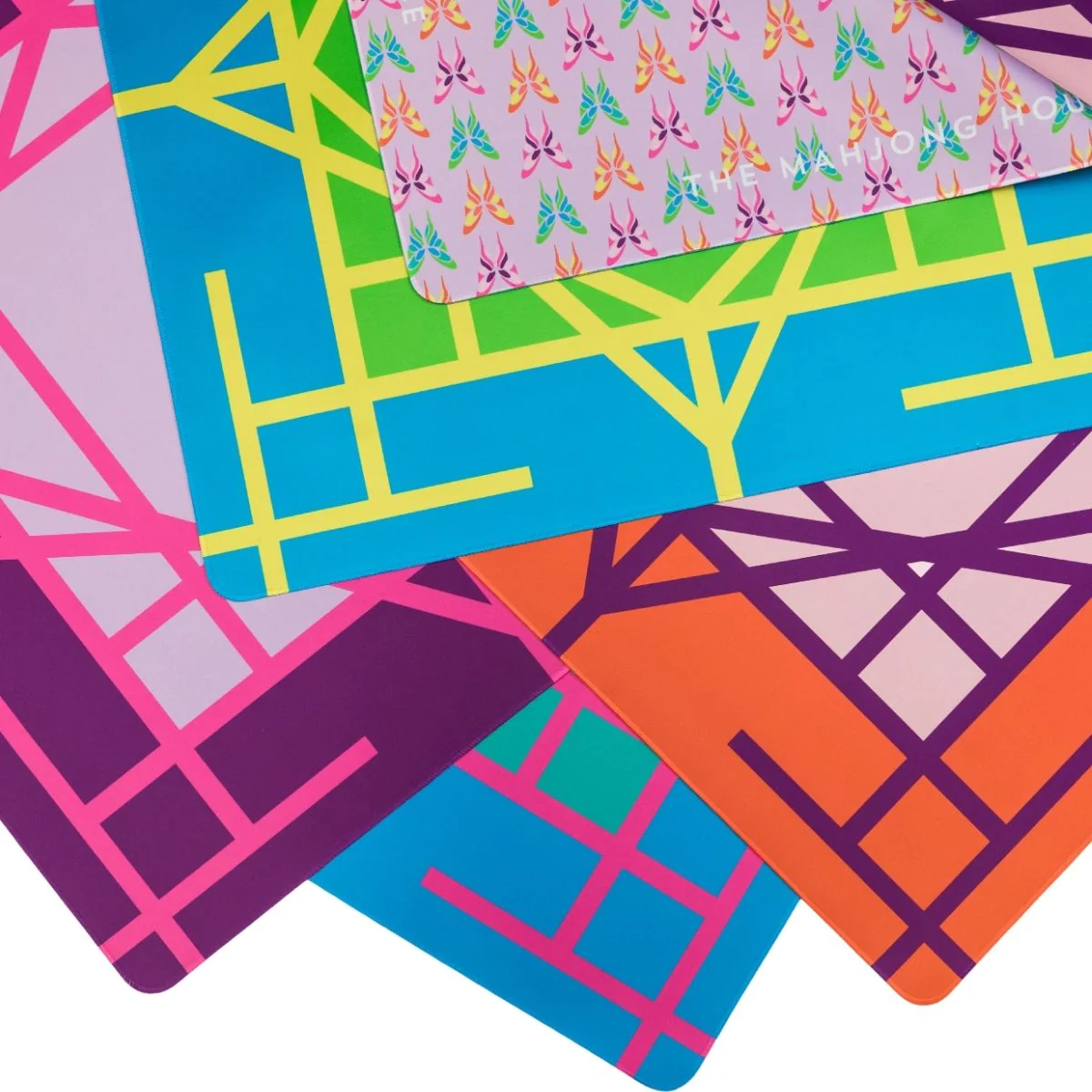The Garden double sided mini travel mahjong mat in lilac and pink — 21 x 21 reversible neoprene mat