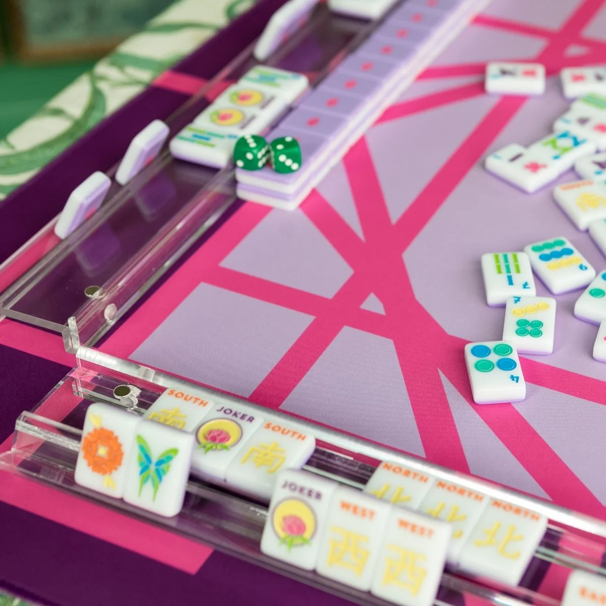 The Garden mini travel mat in lilac and pink — reversible mahjong mat for travel