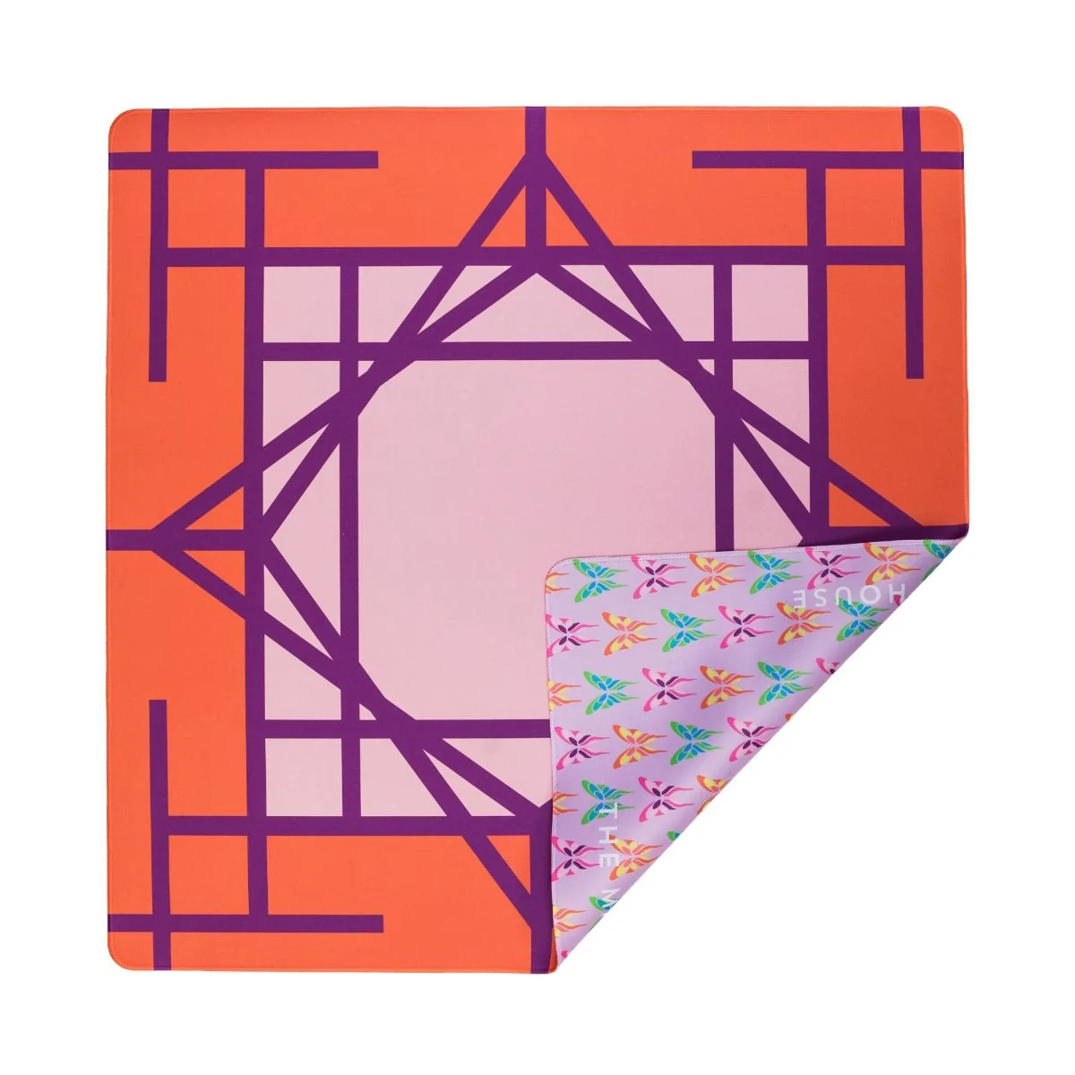 Plum and orange Garden mini travel mahjong mat — double sided travel mat