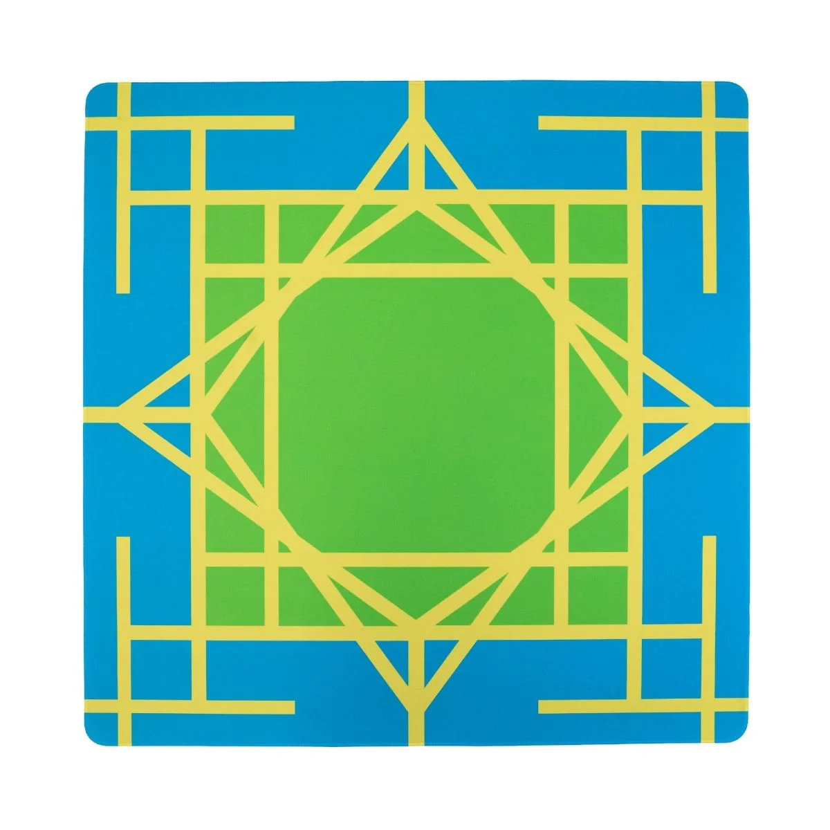 Turquoise and yellow Garden mini travel mahjong mat — double sided neoprene mat