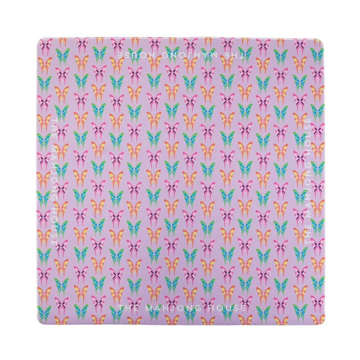 The Garden double sided mini travel mahjong mat in turquoise and yellow — reversible 21 x 21 travel mat