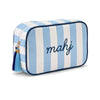 Mahjong Tile Storage Bag Blue and White Stripe with Tassle