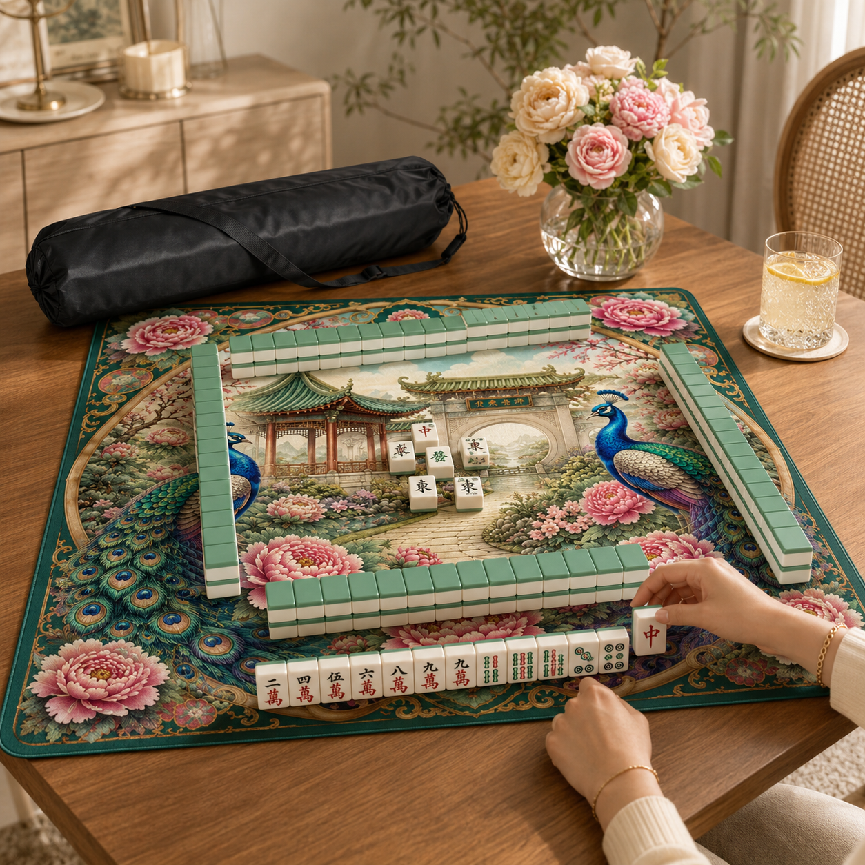 Peacock Garden Mahjong Mat