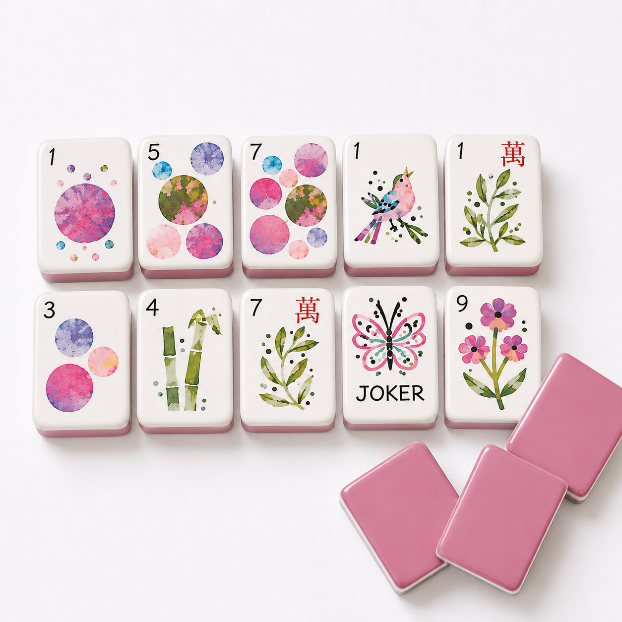 American Mahjong Set | Amina Watercolor Floral Tiles