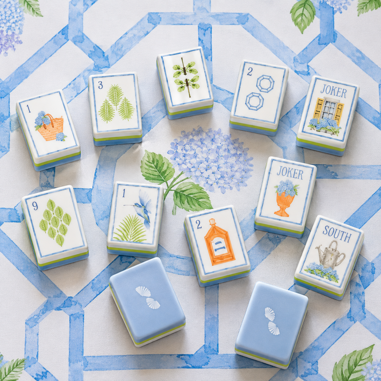 The House of Hydrangea Mahjong Tile Set
