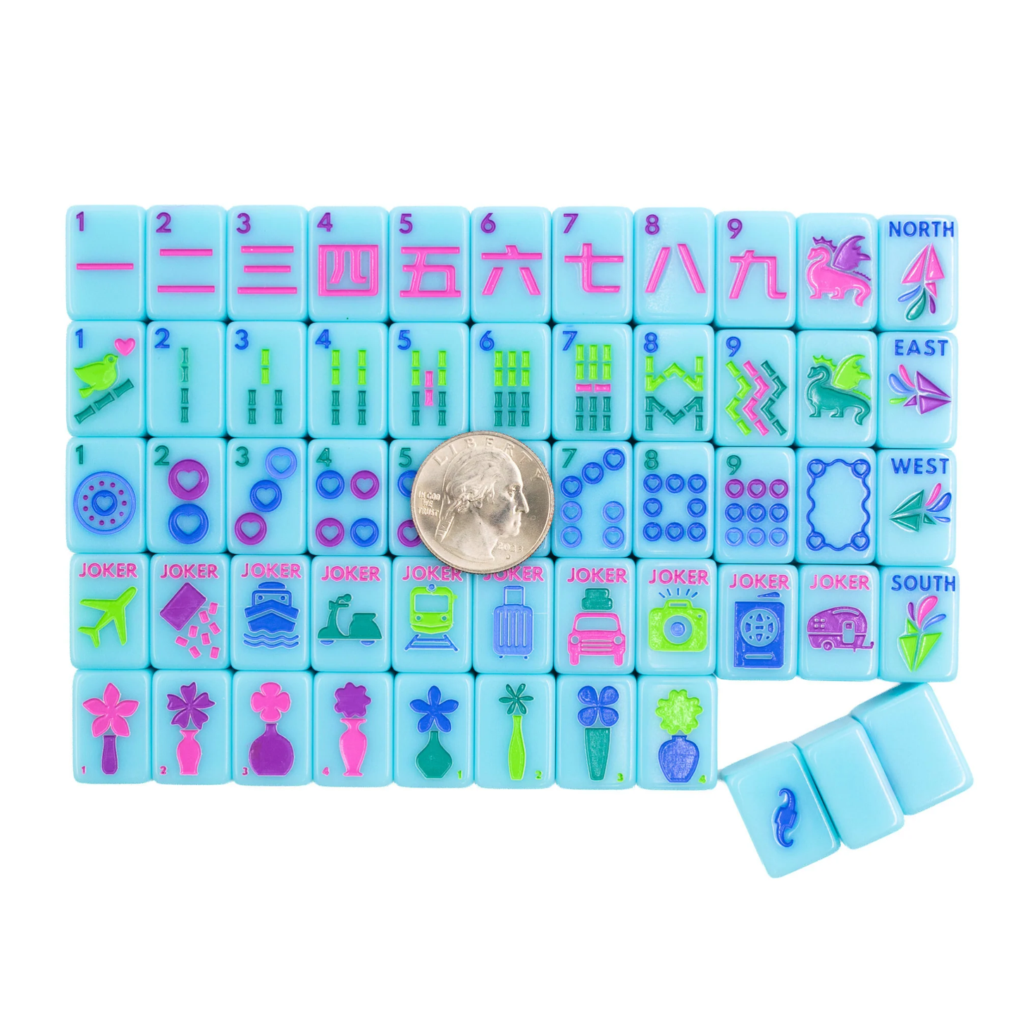 "Go Anywhere" Travel Mahjong Tiles - Blue