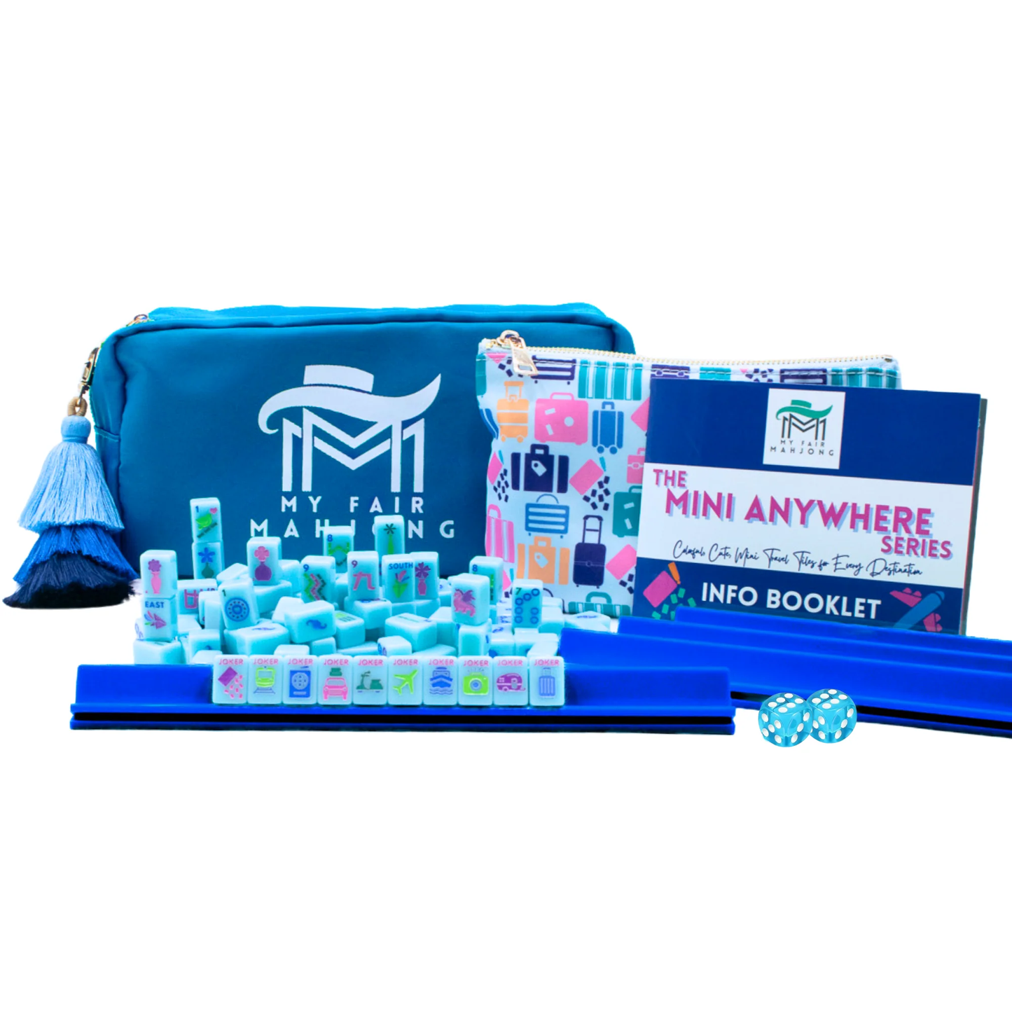 "Go Anywhere" Travel Mahjong Tiles - Blue