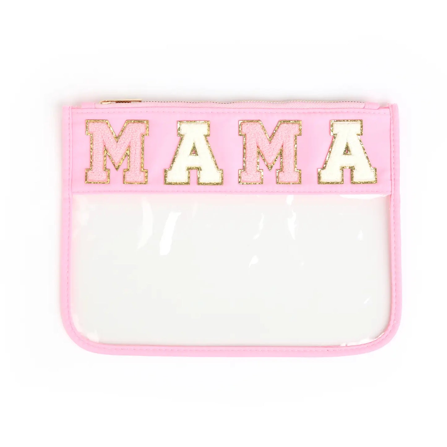 Customized Letter Patch Clear Zippered Pouch Bag